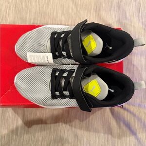 Puma Kids Gray and Black Sneakers with Yellow Logo Accent